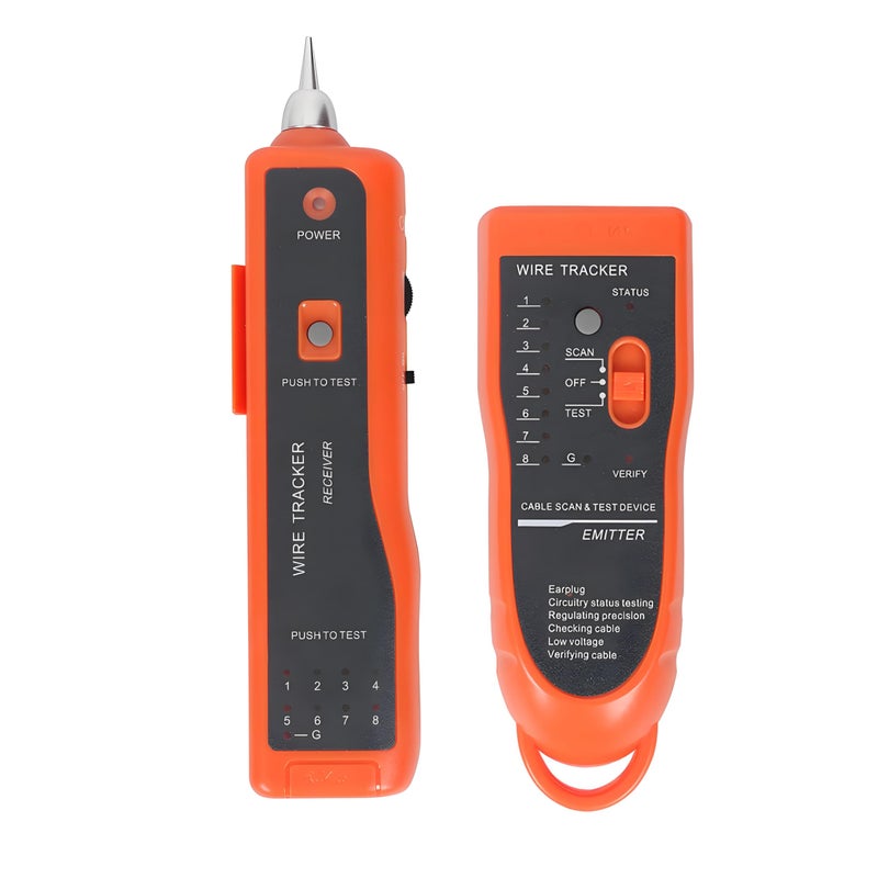 Goeco Ethernet Network Toner RJ11 RJ45 Network Cable Tester LAN Wire Tracker Finder Cat5 Cat6 with 2 Network Wire Stripper Toolkit Orange - Image 1